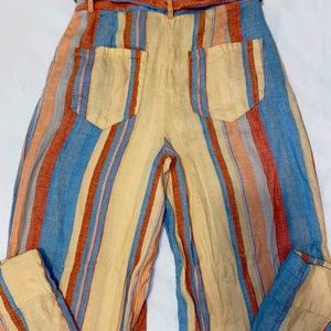 Anthropologie, Bell Bottom, striped linen pants